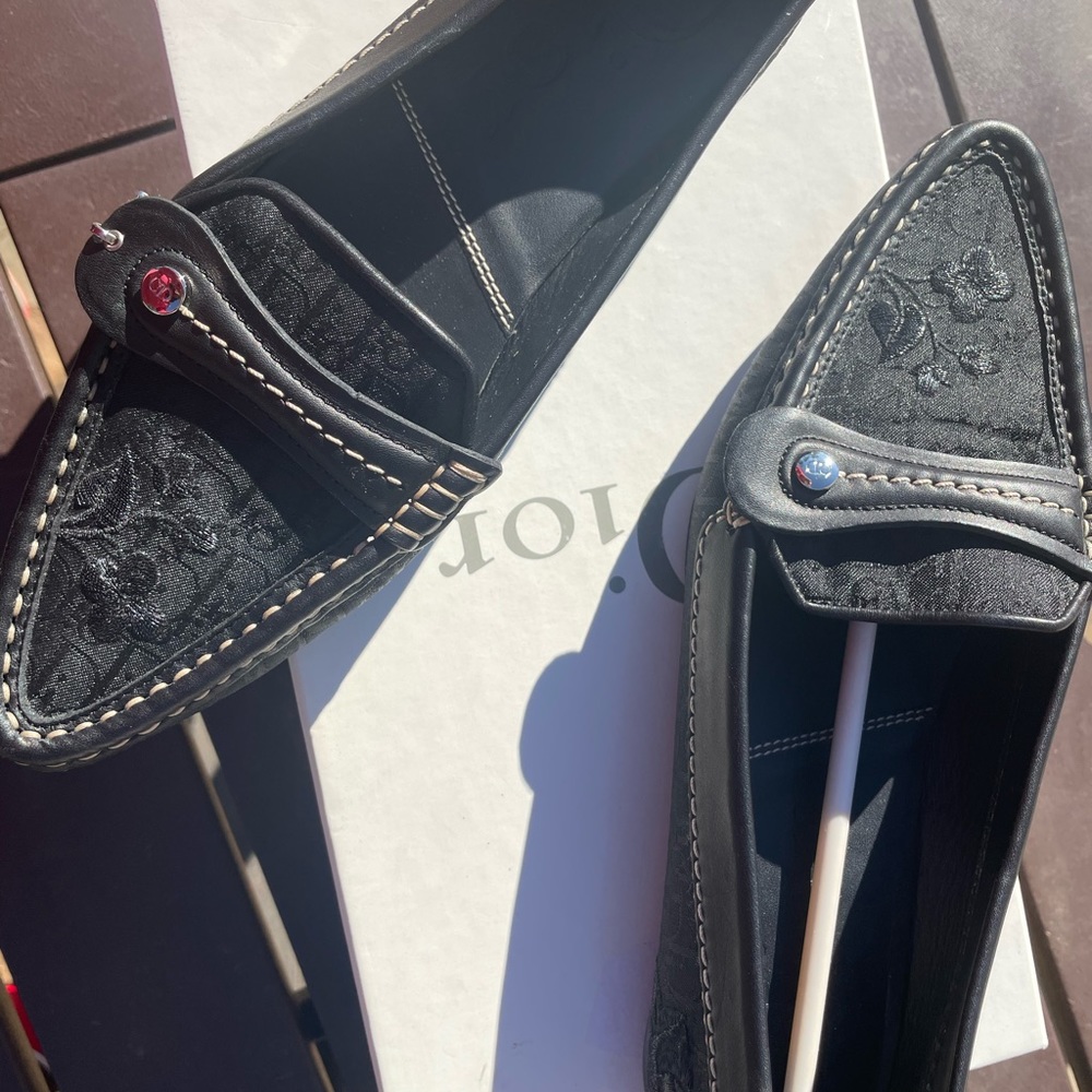 Christian Dior black jacquard loafers